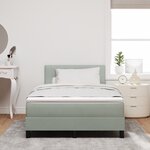 Lit box spring vidaXL avec matelas en velours gris clair petit double