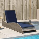 vidaXL Chaise longue avec coussin Gris 60x205x73 cm Résine tressée