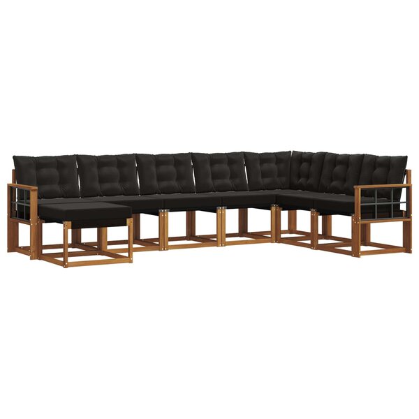 vidaXL Ensemble de canapés d'extérieur 8 pc Naturel et Noir