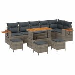 vidaXL Ensemble de canapé de jardin 10 Pièces Gris Poly rotin
