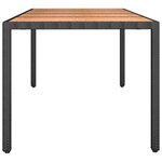 vidaXL Table de jardin plateau en bois Noir Résine tressée bois massif