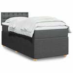 vidaXL Sommier à lattes de lit avec matelas Gris foncé 90x200 cm Tissu