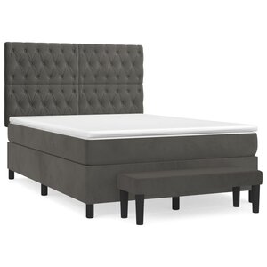 vidaXL Sommier à lattes de lit et matelas Gris foncé 140x190cm Velours