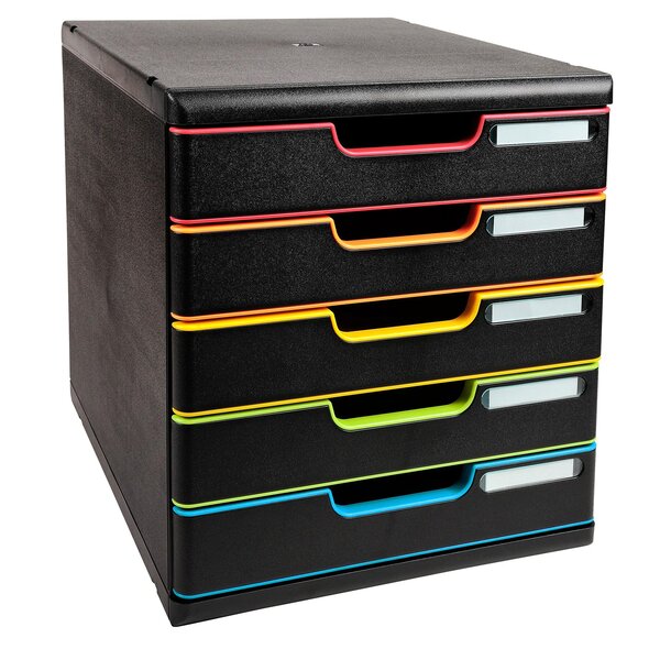 Module De Classement Modulo Black Office 5 Tiroirs Fermés - Noir/arlequin - Exacompta