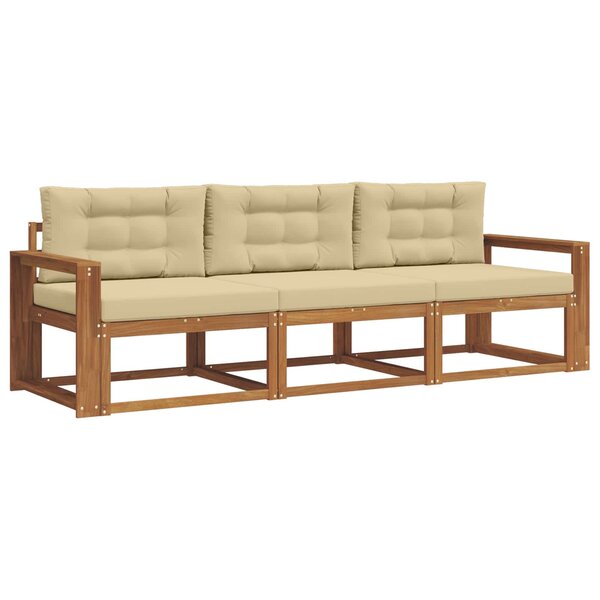 vidaXL Ensemble de canapés d'extérieur 3 pc Naturel et Beige