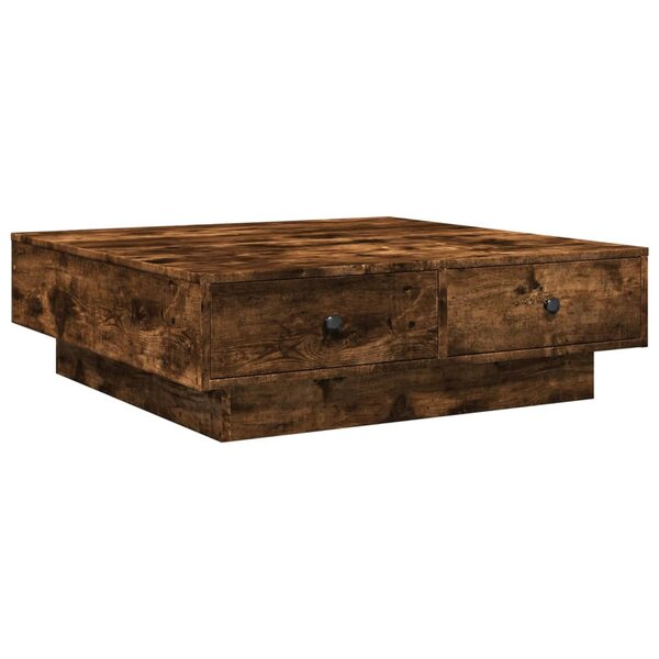 vidaXL Table basse Chêne fumé 90x90x28 cm Bois d'ingénierie