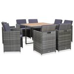 vidaXL Salon de jardin 9 Pièces avec coussins Résine tressée Anthracite