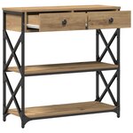 Table basse vidaXL Artisan en chêne 75x28x75 cm en bois d'ingénierie et acier