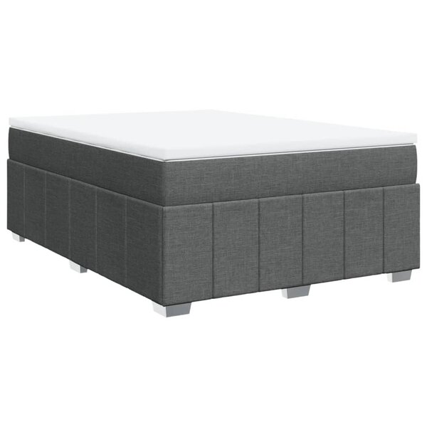 vidaXL Sommier à lattes de lit avec matelas Gris foncé 140x200cm Tissu