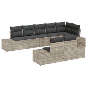 vidaXL Ensemble de Canapés de Jardin 8 Pièces avec Coussins Gris Clair Poly Rattan