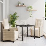 vidaXL Ensemble de salle à manger de jardin 3 pièces en poly rattan beige