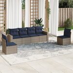 vidaXL Salon de jardin 6 Pièces avec coussins gris résine tressée