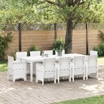 vidaXL Ensemble de salle à manger pour jardin 11 Pièces Blanc Rattan Polt