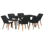 vidaXL Ensemble de salle à manger pour jardin 7 Pièces Noir polyrotin