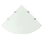 vidaXL Étagères d'angle 2 Pièces et supports chromés Verre Blanc 45x45 cm