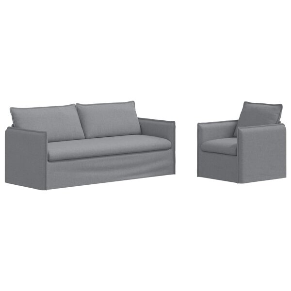 vidaXL Canapé 2 Pièces Gris clair 196 x 82 x 85 cm tissu