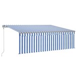 vidaXL Auvent automatique rétractable avec store 4 5x3 m Bleu et blanc