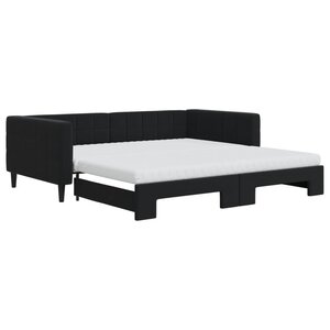 vidaXL Lit de jour avec lit gigogne et matelas noir 100x200 cm velours