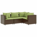 vidaXL Salon de jardin 4 Pièces avec coussins Marron Résine tressée