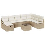 vidaXL Ensemble de canapé de jardin 9 Pièces Beige Poly rotin