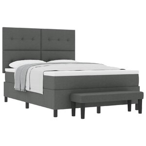 vidaXL Lit à ressorts avec matelas Gris foncé 160 x 200 cm tissu