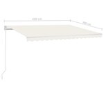 vidaXL Auvent rétractable automatique avec poteaux 4 5x3 m Crème
