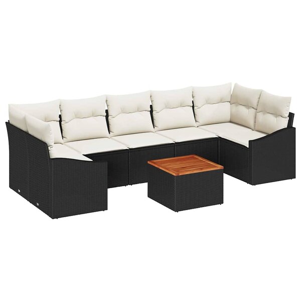 vidaXL Ensemble de canapé de jardin 8 Pièces Noir et blanc