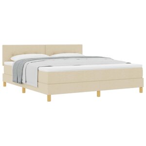 vidaXL Lit à ressorts avec coussin Crème 180 x 200 cm tissu