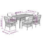 vidaXL Ensemble à manger de jardin et coussins 7 Pièces gris rotin