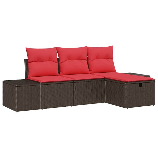 vidaXL Ensemble de canapé de jardin avec coussin 4 Pièces polyrotin