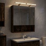 vidaXL Armoire Miroir de Salle de Bain Chêne fumé 60 x 14.5 x 70 cm