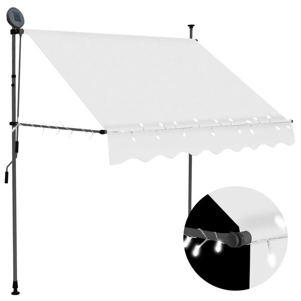 vidaXL Auvent manuel rétractable avec LED 100 cm Crème