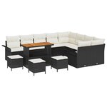 vidaXL Ensemble de canapé de jardin avec coussin 13 Pièces Noir polyrotin