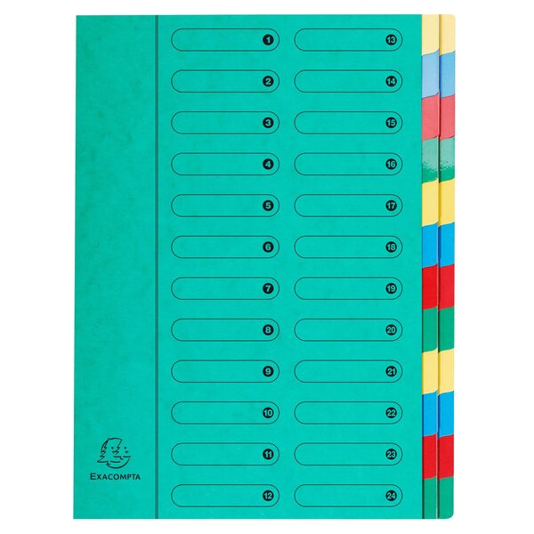 Trieur Extensible Harmonika Sans Élastique Fenêtres Imprimées 24 Compartiments - A4 - Vert - X 4 - Exacompta