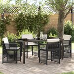 Ensemble de salle à manger jardin vidaXL 5 pièces avec coussins en poly rotin noir