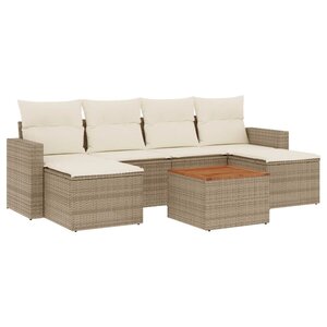 vidaXL Salon de jardin avec coussins 7 Pièces beige résine tressée