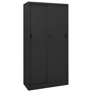 Armoire de bureau coulissante moderne et robuste 90 x 40 x 180 cm en acier anthracite 02_0046821