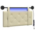 vidaXL Tête de lit suspendue Avec lumière LED Crème Simili cuir