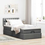 vidaXL Cadre de lit ottoman avec matelas gris foncé 100x200 cm tissu