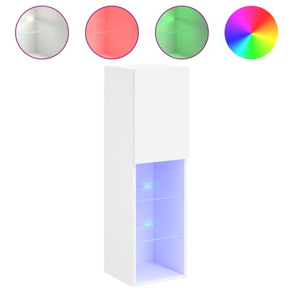 vidaXL Meuble TV avec lumières LED blanc 30 5x30x102 cm