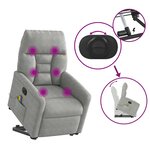 vidaXL Fauteuil inclinable de massage électrique gris clair