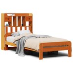 vidaXL Lit bibliothèque sans matelas cire marron 90x200 cm pin massif
