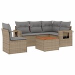 vidaXL Salon de jardin avec coussins 6 Pièces beige résine tressée