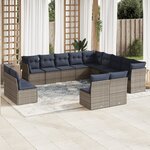 vidaXL Salon de jardin avec coussins 12 Pièces gris résine tressée