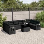 vidaXL Salon de jardin 11 Pièces avec coussins noir résine tressée