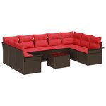 vidaXL Ensemble de canapé de jardin 10 Pièces Marron Poly rotin