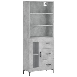 vidaXL Buffet haut Gris béton 69 5x34x180 cm Bois d'ingénierie
