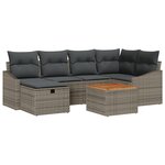 vidaXL Ensemble de Canapé de Jardin 7 Pièces avec Coussins Gris en Rattan Poly