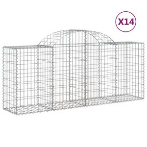 vidaXL Paniers à gabions arqués 14 Pièces 200x50x80/100 cm Fer galvanisé