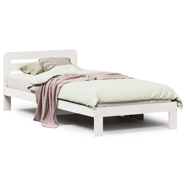 vidaXL Cadre de lit sans matelas blanc 75x190 cm bois de pin massif